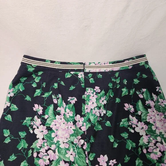 TALBOTS The Oprah Magazine Feminine Romantic Preppy Blue Floral Skirt Size 12. - Picture 8 of 16